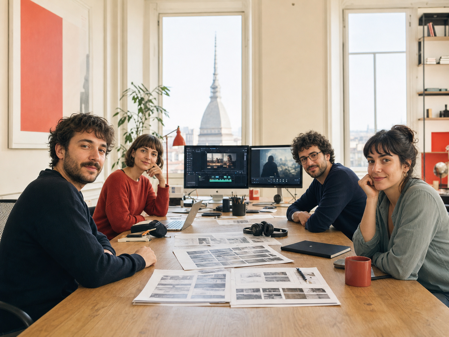 Il team di Secondo Taglio nello studio di Torino
